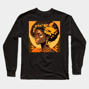 Afro Sunflower lady Long Sleeve T-Shirt